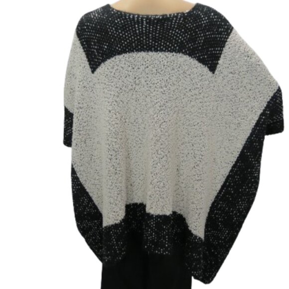 Juli Black and White Long Open Sweater Shawl - Picture 5 of 6
